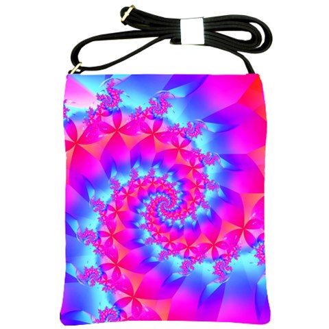 Colorful Pink and Blue Spiral Fractal Shoulder Sling Bag from ArtsNow.com Front