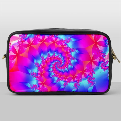 Colorful Pink and Blue Spiral Fractal Toiletries Bag (One Side) from ArtsNow.com Front