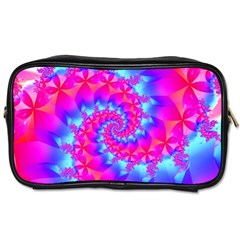 Colorful Pink and Blue Spiral Fractal Toiletries Bag (Two Sides) from ArtsNow.com Front