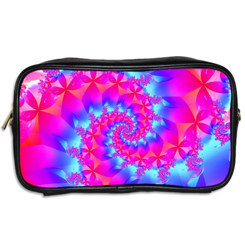 Colorful Pink and Blue Spiral Fractal Toiletries Bag (Two Sides) from ArtsNow.com Back