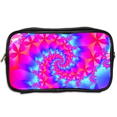 Colorful Pink and Blue Spiral Fractal Toiletries Bag (Two Sides) from ArtsNow.com Back