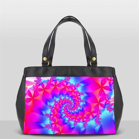 Colorful Pink and Blue Spiral Fractal Oversize Office Handbag from ArtsNow.com Front