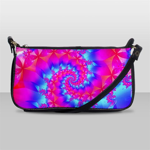 Colorful Pink and Blue Spiral Fractal Shoulder Clutch Bag from ArtsNow.com Front