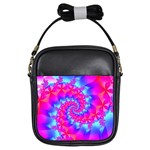 Colorful Pink and Blue Spiral Fractal Girls Sling Bag