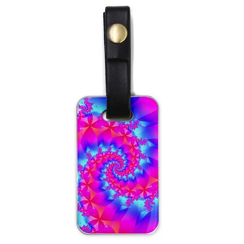 Colorful Pink and Blue Spiral Fractal Luggage Tag (one side) from ArtsNow.com Front