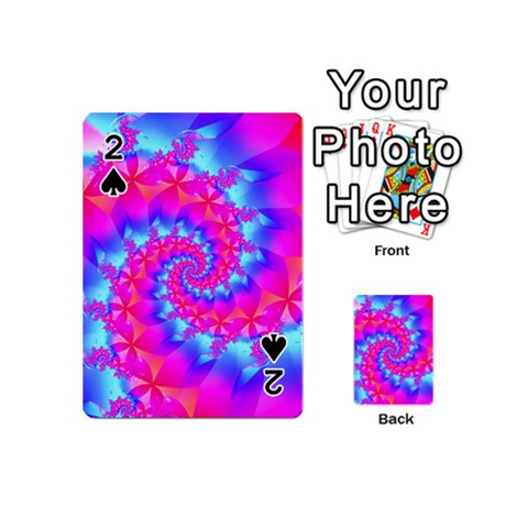 Colorful Pink and Blue Spiral Fractal Playing Cards 54 (Mini) from ArtsNow.com Front - Spade2