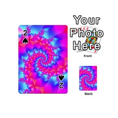 Colorful Pink and Blue Spiral Fractal Playing Cards 54 (Mini) from ArtsNow.com Front - Spade2