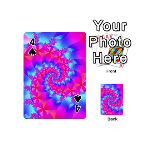 Colorful Pink and Blue Spiral Fractal Playing Cards 54 (Mini) from ArtsNow.com Front - Spade4