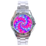 Colorful Pink and Blue Spiral Fractal Stainless Steel Analogue Watch