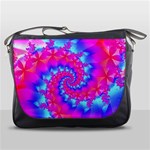 Colorful Pink and Blue Spiral Fractal Messenger Bag