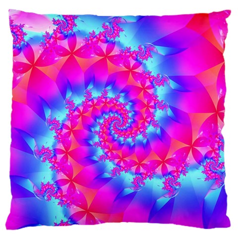 Colorful Pink and Blue Spiral Fractal Large Cushion Case (One Side) from ArtsNow.com Front