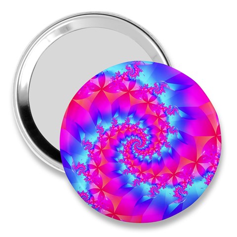 Colorful Pink and Blue Spiral Fractal 3  Handbag Mirror from ArtsNow.com Front