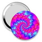 Colorful Pink and Blue Spiral Fractal 3  Handbag Mirror