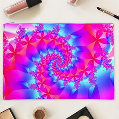 Colorful Pink and Blue Spiral Fractal Cosmetic Bag (XXL) from ArtsNow.com Front