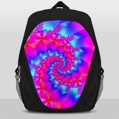 Colorful Pink and Blue Spiral Fractal Backpack Bag from ArtsNow.com Front