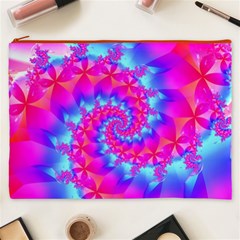 Colorful Pink and Blue Spiral Fractal Cosmetic Bag (XXXL) from ArtsNow.com Front