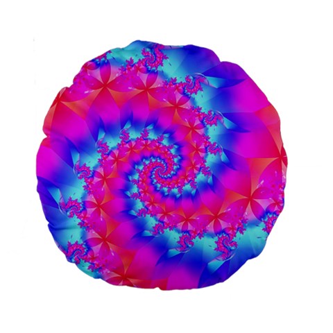 Colorful Pink and Blue Spiral Fractal Standard 15  Premium Round Cushion  from ArtsNow.com Front