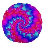 Colorful Pink and Blue Spiral Fractal Large 18  Premium Round Cushion 