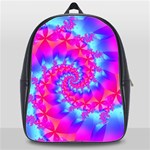 Colorful Pink and Blue Spiral Fractal School Bag (XL)