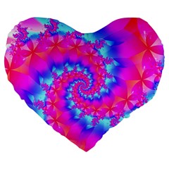 Colorful Pink and Blue Spiral Fractal Large 19  Premium Heart Shape Cushion from ArtsNow.com Front