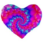 Colorful Pink and Blue Spiral Fractal Large 19  Premium Heart Shape Cushion