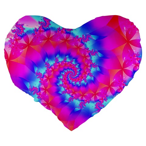 Colorful Pink and Blue Spiral Fractal Large 19  Premium Heart Shape Cushion from ArtsNow.com Back