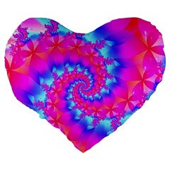 Colorful Pink and Blue Spiral Fractal Large 19  Premium Heart Shape Cushion from ArtsNow.com Back