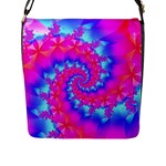 Colorful Pink and Blue Spiral Fractal Flap Closure Messenger Bag (L)