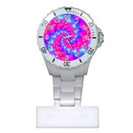 Colorful Pink and Blue Spiral Fractal Plastic Nurses Watch