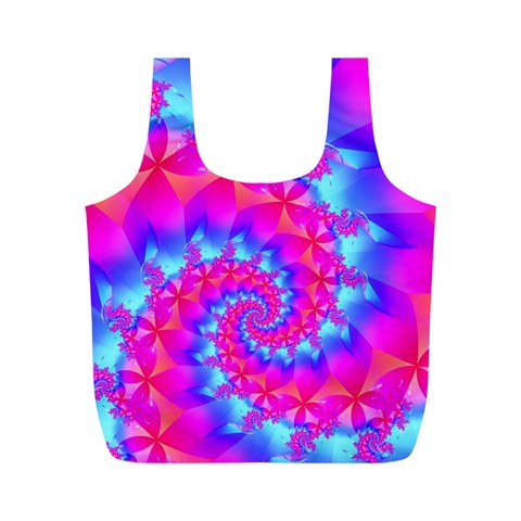 Colorful Pink and Blue Spiral Fractal Full Print Recycle Bag (M) from ArtsNow.com Front