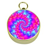 Colorful Pink and Blue Spiral Fractal Gold Compass