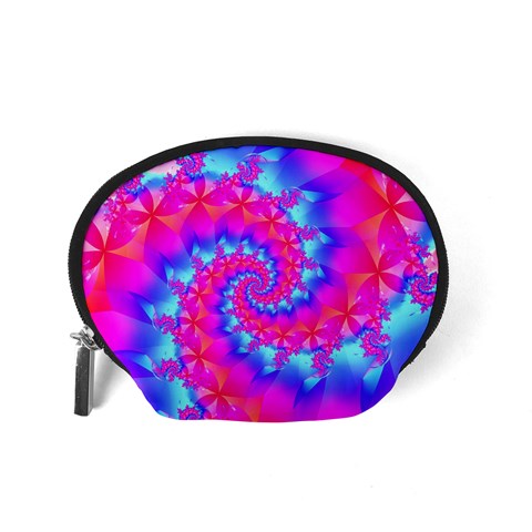 Colorful Pink and Blue Spiral Fractal Accessory Pouch (Small) from ArtsNow.com Back