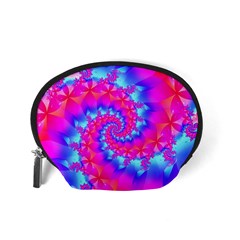 Colorful Pink and Blue Spiral Fractal Accessory Pouch (Small) from ArtsNow.com Back