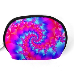 Colorful Pink and Blue Spiral Fractal Accessory Pouch (Medium) from ArtsNow.com Back