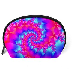 Colorful Pink and Blue Spiral Fractal Accessory Pouch (Large) from ArtsNow.com Back