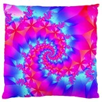 Colorful Pink and Blue Spiral Fractal Large Flano Cushion Case (One Side)