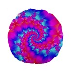 Colorful Pink and Blue Spiral Fractal Standard 15  Premium Flano Round Cushion 