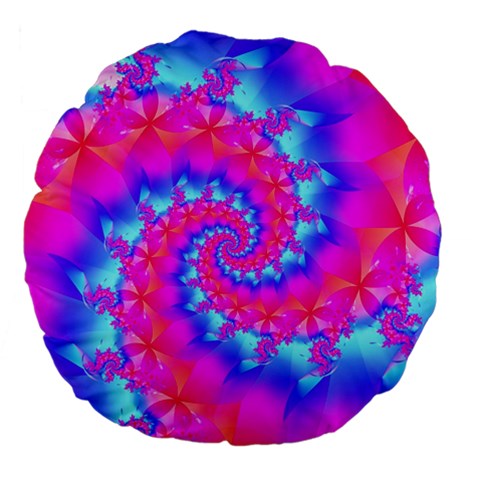 Colorful Pink and Blue Spiral Fractal Large 18  Premium Flano Round Cushion  from ArtsNow.com Front