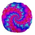 Colorful Pink and Blue Spiral Fractal Large 18  Premium Flano Round Cushion 