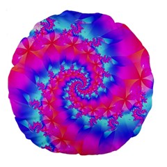 Colorful Pink and Blue Spiral Fractal Large 18  Premium Flano Round Cushion  from ArtsNow.com Back