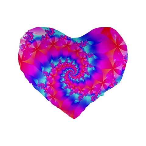 Colorful Pink and Blue Spiral Fractal Standard 16  Premium Flano Heart Shape Cushion  from ArtsNow.com Front