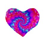 Colorful Pink and Blue Spiral Fractal Standard 16  Premium Flano Heart Shape Cushion 