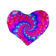 Colorful Pink and Blue Spiral Fractal Standard 16  Premium Flano Heart Shape Cushion  from ArtsNow.com Back