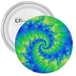 Colorful Blue and Green Spiral Fractal  3  Button