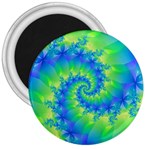 Colorful Blue and Green Spiral Fractal  3  Magnet