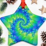 Colorful Blue and Green Spiral Fractal  Ornament (Star)