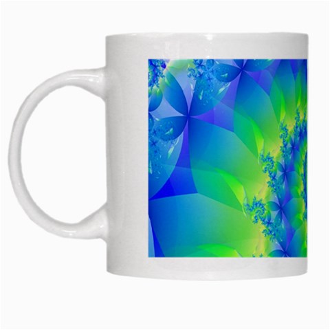 Colorful Blue and Green Spiral Fractal  White Mug from ArtsNow.com Left