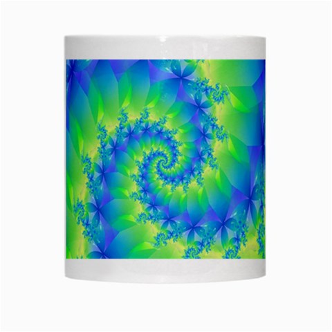 Colorful Blue and Green Spiral Fractal  White Mug from ArtsNow.com Center