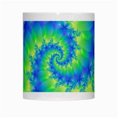 Colorful Blue and Green Spiral Fractal  White Mug from ArtsNow.com Center