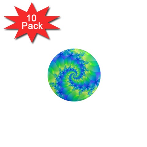 Colorful Blue and Green Spiral Fractal  1  Mini Magnet (10 pack)  from ArtsNow.com Front